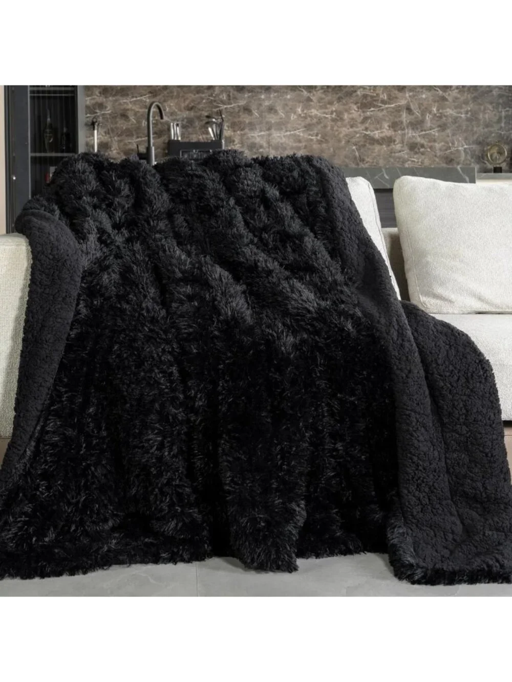 Cozy Faux Fur Throw Blanket 50x60